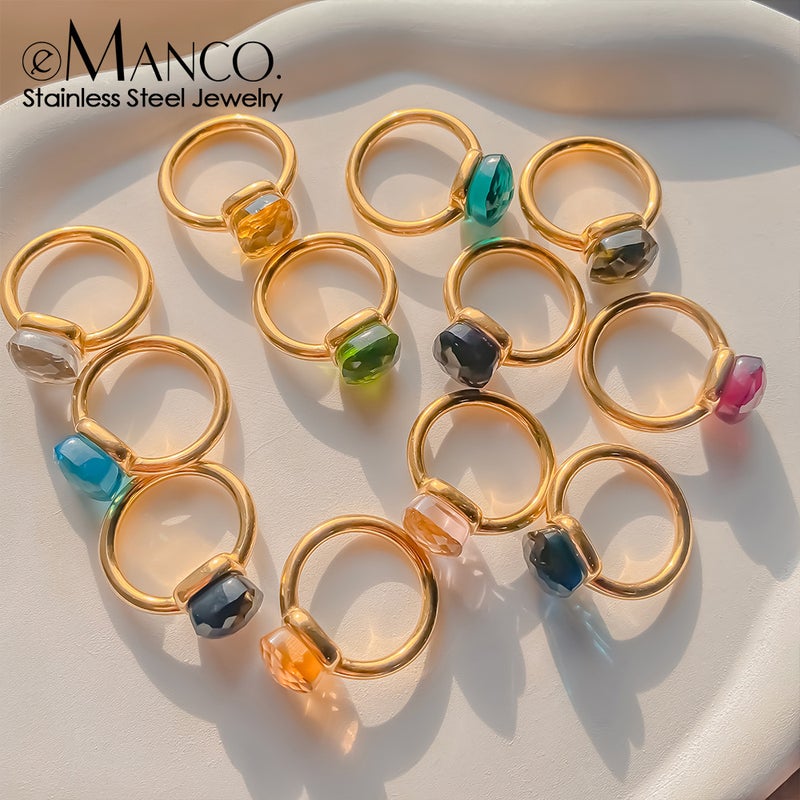 Emanco New Mushroom Head Japanese And Korean Accessible Luxury Style Asymmetrical Sugar Cube Ring Men And Women Crystal Ring - Image 2